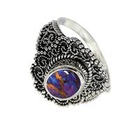 SILVERTROVE Purple Copper Turquoise Gemstone Ring Men & Women All Size 925 Sterling Silver Band Ring Gift Item Handmade Jewelry CRG1137BK_8_(L 1/2)