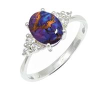 SILVERTROVE Purple Copper Turquoise Gemstone Ring Men & Women All Size 925 Sterling Silver Band Ring Gift Item Handmade Jewelry CRG1246BK_8_(L 1/2)