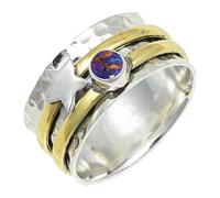 SILVERTROVE Purple Copper Turquoise Gemstone Ring Men & Women All Size Silver Plated Band Ring Gift Item Handmade Jewelry CRG1266BK_8_(L 1/2)