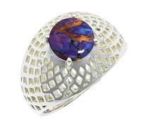 SILVERTROVE Purple Copper Turquoise Gemstone Ring Men & Women Bandring All Size Gift Item 925 Sterling Silver Handmade Jewelry CRG1256BK_8_(L 1/2)