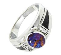 SILVERTROVE Purple Copper Turquoise Gemstone Ring Men & Women Bandring All Size Gift Item 925 Sterling Silver Handmade Jewelry CRG1166BK_7_(L)