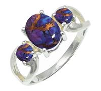 SILVERTROVE Purple Copper Turquoise Gemstone Ring Men & Women Bandring All Size Gift Item Silver Plated Handmade Jewelry CRG1264BK_7_(L)