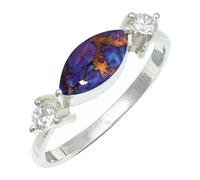SILVERTROVE Purple Copper Turquoise Gemstone Ring Men & Women Bandring All Size Gift Item Silver Plated Handmade Jewelry CRG1249BK_8_(L 1/2)