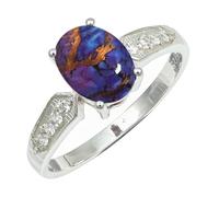 SILVERTROVE Purple Copper Turquoise Gemstone Silver Plated Band Ring Men & Women All Size Gift Item Handmade Jewelry CRG1250BK_8_(L 1/2)