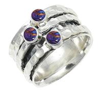 SILVERTROVE Purple Copper Turquoise Gemstone Silver Plated Band Ring Men & Women All Size Gift Item Handmade Jewelry CRG1269BK_7_(L)