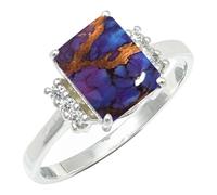 SILVERTROVE Purple Copper Turquoise Gemstone Silver Plated Band Ring Men & Women All Size Gift Item Handmade Jewelry CRG1252BK_8_(L 1/2)