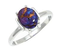 SILVERTROVE Purple Copper Turquoise Gemstone Silver Plated Band Ring Men & Women All Size Gift Item Handmade Jewelry CRG1255BK_8_(L 1/2)