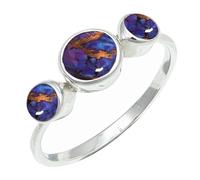 SILVERTROVE Purple Copper Turquoise Gemstone Silver Plated Band Ring Men & Women All Size Gift Item Handmade Jewelry CRG1263BK_7_(L)