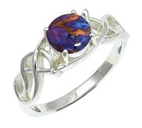 SILVERTROVE Purple Copper Turquoise Gemstone Silver Plated Band Ring Men & Women All Size Gift Item Handmade Jewelry CRG1257BK_8_(L 1/2)