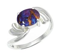 SILVERTROVE Purple Copper Turquoise Gemstone Silver Plated Band Ring Men & Women All Size Gift Item Handmade Jewelry CRG1259BK_8_(L 1/2)