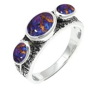 SILVERTROVE Purple Copper Turquoise Gemstone Silver Plated Band Ring Men & Women All Size Gift Item Handmade Jewelry CRG1262BK_8_(L 1/2)