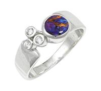 SILVERTROVE Purple Copper Turquoise Gemstone Silver Plated Meditation Ring Men And Women All Size Gift Item Handmade Jewelry CRG1152BK_7_(L)