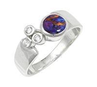 SILVERTROVE Purple Copper Turquoise Gemstone Silver Plated Meditation Ring Men And Women All Size Gift Item Handmade Jewelry CRG1152BK_8_(L 1/2)