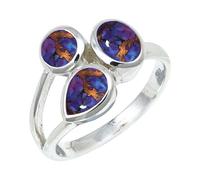 SILVERTROVE Purple Copper Turquoise Gemstone Silver Plated Meditation Ring Men And Women All Size Gift Item Handmade Jewelry CRG1154BK_7_(L)