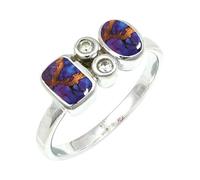 SILVERTROVE Purple Copper Turquoise Gemstone Silver Plated Meditation Ring Men And Women All Size Gift Item Handmade Jewelry CRG1153BK_8_(L 1/2)