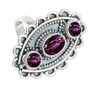 SILVERTROVE Rhodolite Lab Grown Gemstone Men & Women Band Ring All Size Silver Plated Gift Item Handmade Jewelry CRG1274AW_8_(L 1/2)