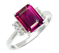 SILVERTROVE Rhodolite Lab Grown Gemstone Silver Plated Band Ring Men & Women All Size Gift Item Handmade Jewelry CRG1252AW_7_(L)