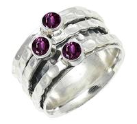 SILVERTROVE Rhodolite Lab Grown Gemstone Silver Plated Band Ring Men & Women All Size Gift Item Handmade Jewelry CRG1269AW_7_(L)