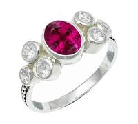 SILVERTROVE Rubellite Lab Grown Gemstone Men & Women Band Ring All Size Gift Item Silver Plated Ring Handmade Jewelry CRG1261AQ_7_(L)