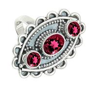SILVERTROVE Rubellite Lab Grown Gemstone Men & Women Band Ring All Size Gift Item Silver Plated Ring Handmade Jewelry CRG1274AQ_7_(L)