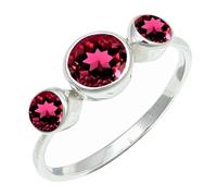 SILVERTROVE Rubellite Lab Grown Gemstone Silver Plated Band Ring Men & Women All Size Gift Item Handmade Jewelry CRG1263AQ_6_(K 1/2)