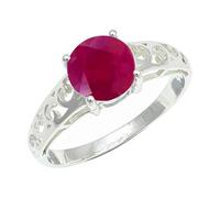 SILVERTROVE Ruby Lab Grown Gemstone 925 Sterling Silver Band Ring Men & Women All Size Gift Item Handmade Jewelry CRG1254AM_24_(T 1/2)