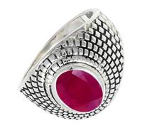 SILVERTROVE Ruby Lab Grown Gemstone 925 Sterling Silver Band Ring Men & Women All Size Gift Item Handmade Jewelry CRG1172AM_1_(H)