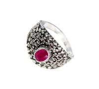 SILVERTROVE Ruby Lab Grown Gemstone Ring Men & Women Bandring All Size Gift Item 925 Sterling Silver Handmade Jewelry CRG1118AM_5_(K)