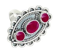 SILVERTROVE Ruby Lab Grown Gemstone Ring Men & Women Bandring All Size Gift Item Silver Plated Handmade Jewelry CRG1274AM_7_(L)