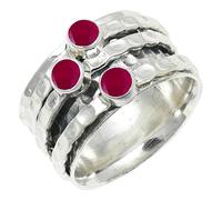 SILVERTROVE Ruby Lab Grown Gemstone Silver Plated Band Ring Men & Women All Size Gift Item Handmade Jewelry CRG1269AM_8_(L 1/2)