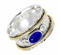 SILVERTROVE Silver Meditation Ring Solid 925 Sterling Silver Lapis Lazuli Gemstone Spinner Handmade Jewelry For Men Women CRG1212BV_5_(K)