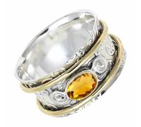 SILVERTROVE Silver Spinner Solid 925 Sterling Silver Citrine Gemstone Meditation Ring Handmade Jewelry For Men Women CRG1212AI_5_(K)
