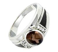 SILVERTROVE Smoky Quartz Gemstone 925 Sterling Silver Band Ring Men & Women All Size Gift Item Handmade Jewelry CRG1166AD_24_(T 1/2)