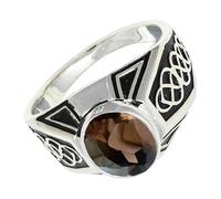 SILVERTROVE Smoky Quartz Gemstone Men & Women Band Ring All Size 925 Sterling Silver Gift Item Handmade Jewelry CRG1170AD_18_(Q 1/2)