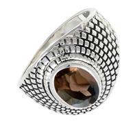 SILVERTROVE Smoky Quartz Gemstone Ring Men & Women All Size 925 Sterling Silver Band Ring Gift Item Handmade Jewelry CRG1172AD_32_(X 1/2)