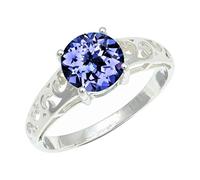 SILVERTROVE Tanzanite Lab Grown Gemstone Men & Women Band Ring All Size Silver Plated Gift Item Handmade Jewelry CRG1254AV_7_(L)