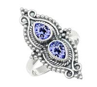SILVERTROVE Tanzanite Lab Grown Gemstone Men & Women Band Ring All Size Silver Plated Gift Item Handmade Jewelry CRG1273AV_8_(L 1/2)