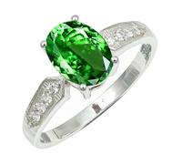 SILVERTROVE Tsavorite Lab Grown Gemstone Men & Women Band Ring All Size Silver Plated Gift Item Handmade Jewelry CRG1250AU_8_(L 1/2)