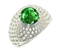 SILVERTROVE Tsavorite Lab Grown Gemstone Silver Plated Band Ring Men & Women All Size Gift Item Handmade Jewelry CRG1256AU_8_(L 1/2)
