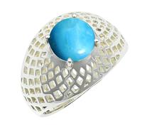 SILVERTROVE Turquoise Lab Grown Gemstone 925 Sterling Silver Band Ring Men & Women All Size Gift Item Handmade Jewelry CRG1256BT_4_(J 1/2)