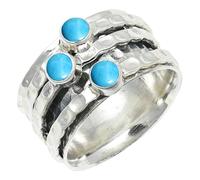 SILVERTROVE Turquoise Lab Grown Gemstone Ring Men & Women Bandring All Size Gift Item Silver Plated Handmade Jewelry CRG1269BT_21_(S)