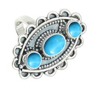 SILVERTROVE Turquoise Lab Grown Gemstone Silver Plated Band Ring Men & Women All Size Gift Item Handmade Jewelry CRG1274BT_21_(S)