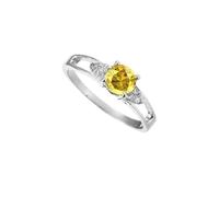 SILVERTROVE Yellow Sapphire Lab Grown Gemstone Band Ring 925 Sterling Silver Men & Women All Size Gift Item Handmade Jewelry CRG1238AP_17_(Q)