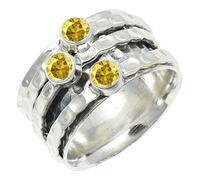 SILVERTROVE Yellow Sapphire Lab Grown Gemstone Men & Women Band Ring All Size Gift Item Silver Plated Ring Handmade Jewelry CRG1269AP_29_(W)