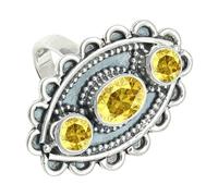 SILVERTROVE Yellow Sapphire Lab Grown Gemstone Men & Women Band Ring All Size Silver Plated Gift Item Handmade Jewelry CRG1274AP_8_(L 1/2)