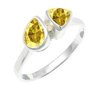 SILVERTROVE Yellow Sapphire Lab Grown Gemstone Ring Men & Women All Size Silver Plated Band Ring Gift Item Handmade Jewelry CRG1260AP_30_(W 1/2)