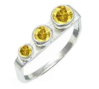 SILVERTROVE Yellow Sapphire Lab Grown Gemstone Ring Men & Women All Size Silver Plated Band Ring Gift Item Handmade Jewelry CRG1265AP_8_(L 1/2)