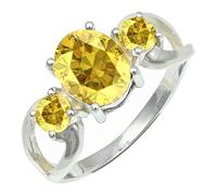SILVERTROVE Yellow Sapphire Lab Grown Gemstone Ring Men & Women Bandring All Size Gift Item Silver Plated Handmade Jewelry CRG1264AP_10_(M 1/2)
