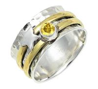 SILVERTROVE Yellow Sapphire Lab Grown Gemstone Silver Plated Band Ring Men & Women All Size Gift Item Handmade Jewelry CRG1266AP_7_(L)