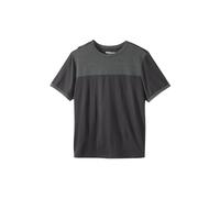 Silvert's Adaptive Clothing & Footwear Men's Open Back Colorblock T-Shirt, Black & Charcoal Heather, Large